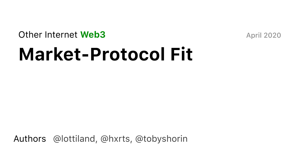 Market-Protocol Fit