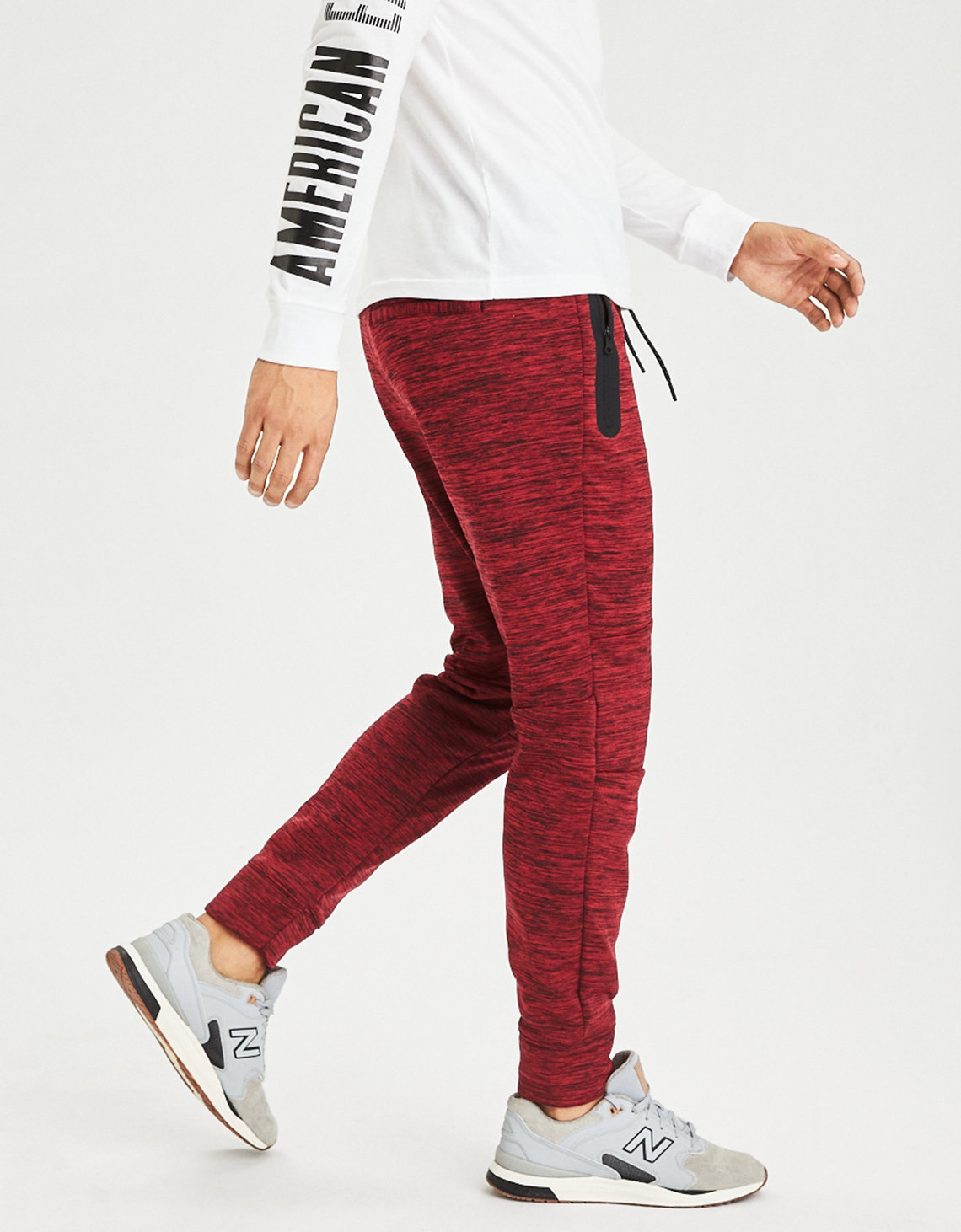 AE Gridback Fleece Jogger, Cherry Pop