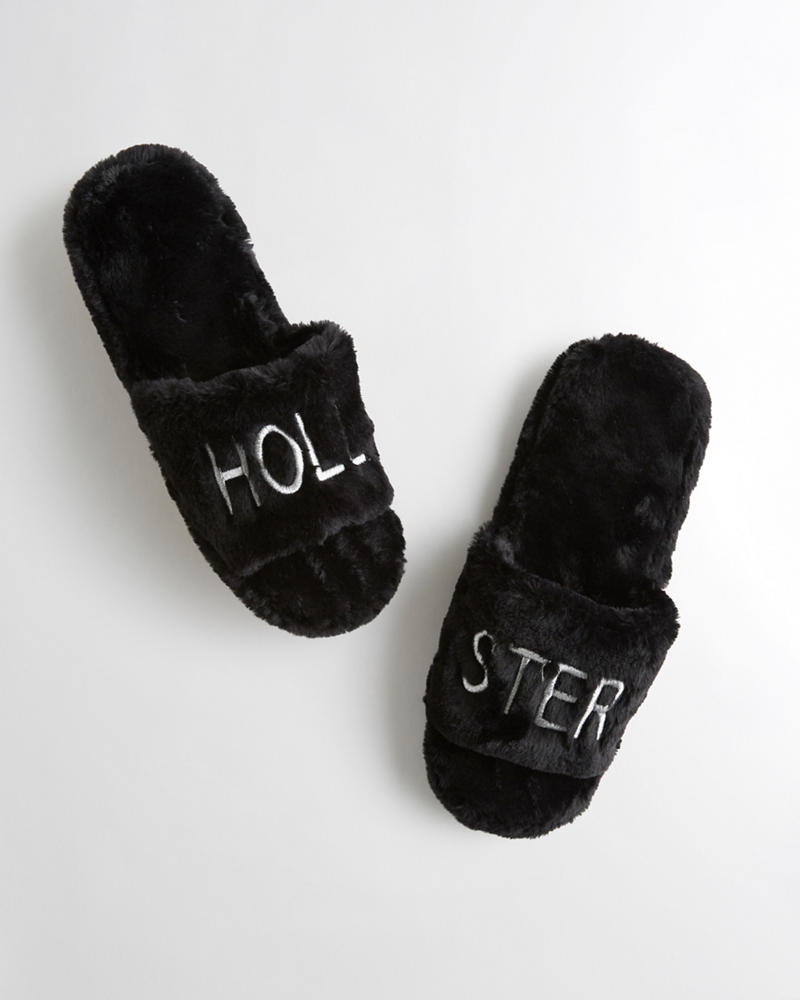 Girls Hollister Faux Fur Shine Slide Slippers