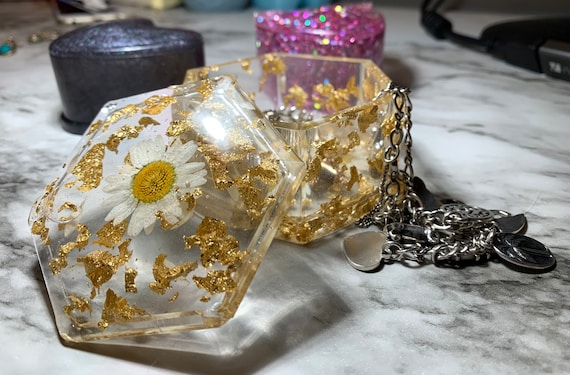 Custom Glitter / Floral Jewelry Box | Etsy