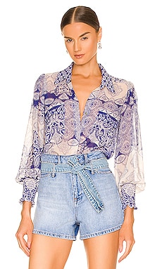 MISA Los Angeles Nora Top in Majorelle Mixed Tile