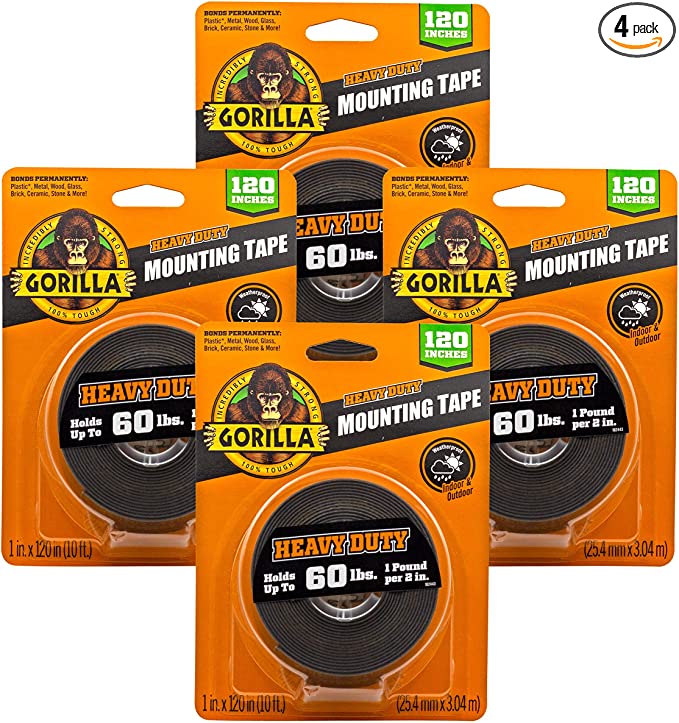 Amazon.com: Gorilla Heavy Duty Double Sided Mounting Tape XL, 1" x 120", Black (Pack of 1): Home Improvement