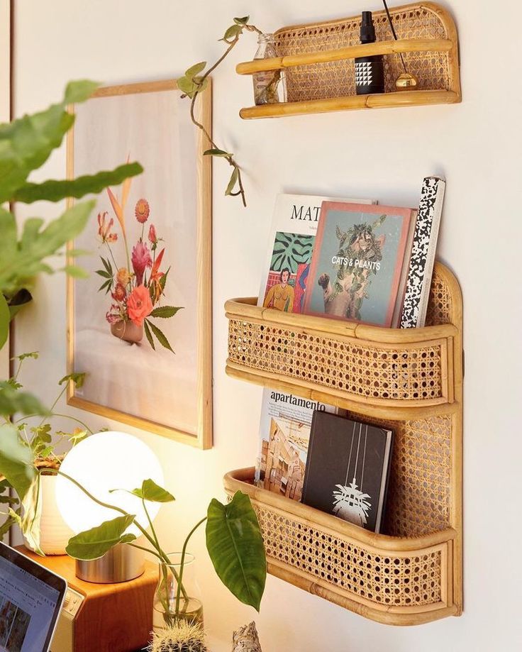 Wall Shelving - Wicker and White 