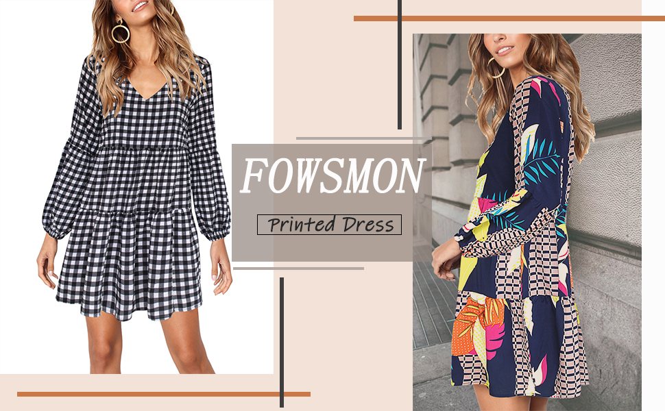 Amoretu Long Sleeve Dress for Women Geometry Pattern Casual V Tunic Dresses L at Amazon Women’s Clothing store