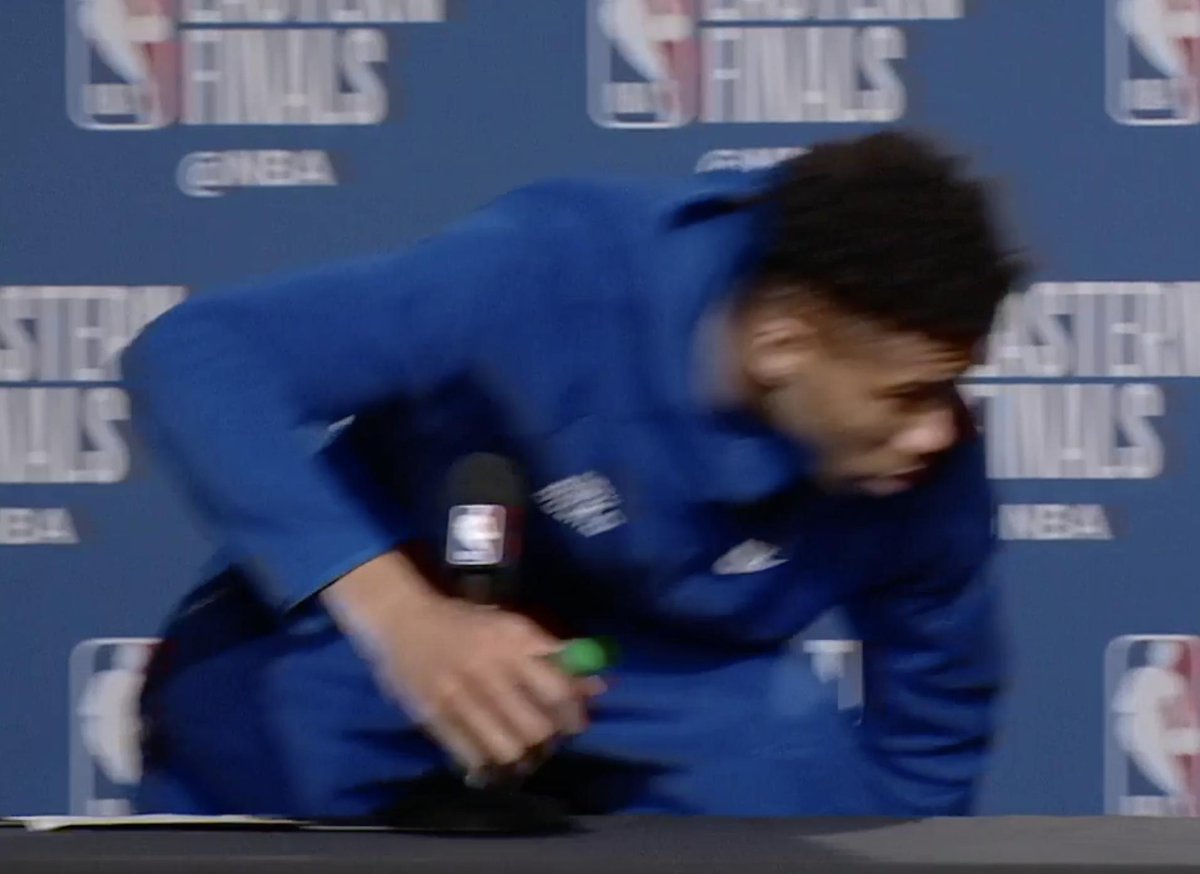 Giannis Walks Out of Presser