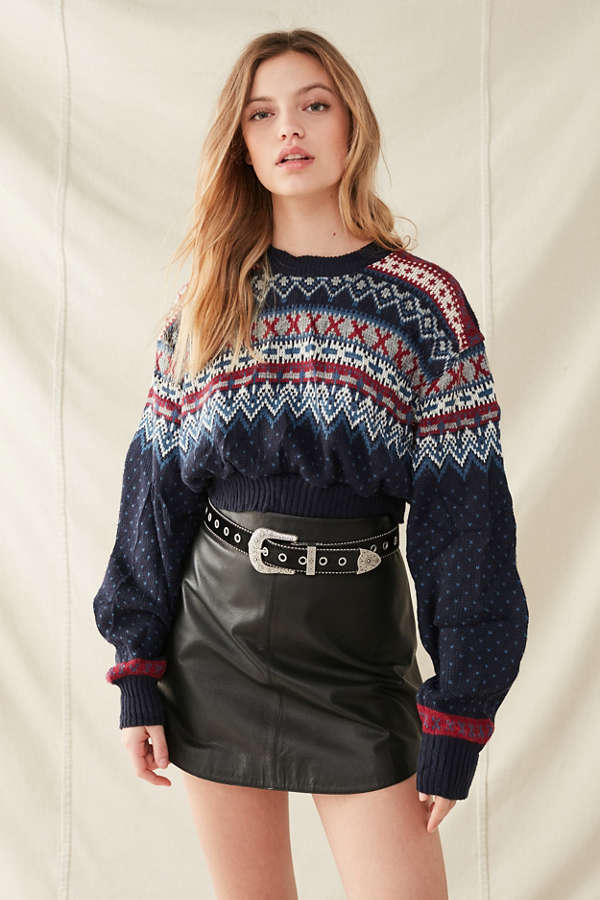 Urban Renewal Recycled Cropped Fair Isle Sweater
