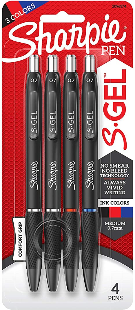 Amazon.com: Sharpie S-Gel, Gel Pens, Ultra Fine Point (0.38mm), Black, 4 Count: Office Products