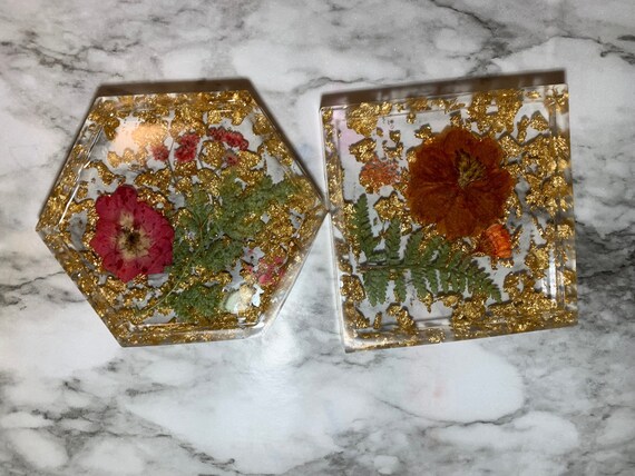 Custom Glitter / Floral Coaster Trinket Dish | Etsy
