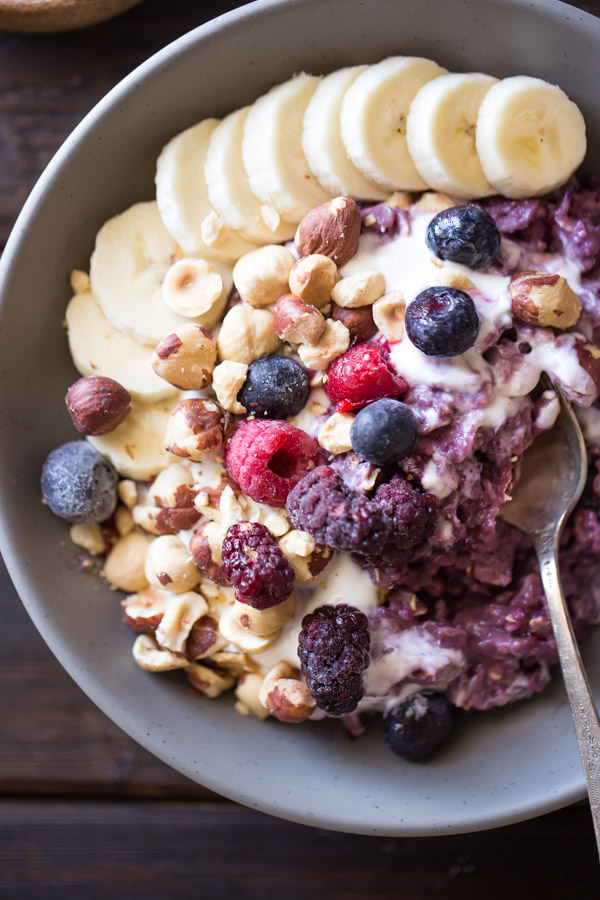 Triple Berry Oatmeal Breakfast Bowl - Lovely Little Kitchen