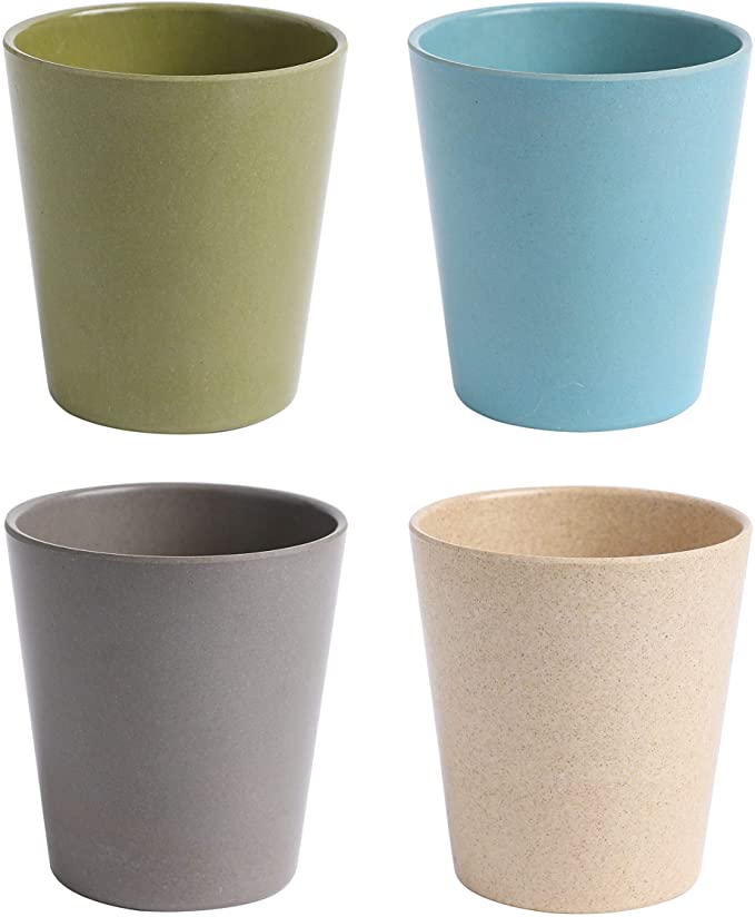 Amazon.com: PandaEar Safe Stackable (4 Pack)(10 oz Vol) Authentic Bamboo Baby Toddler Cups Glass Dinnerware, Eco-Friendly Drink-ware BPA Free(Neutral): Kitchen & Dining
