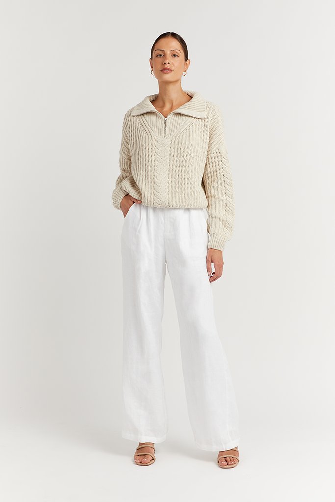 BARNETT STONE CABLE ZIP FRONT KNIT