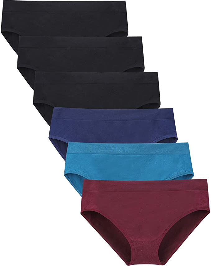 Areke Womens Bikini Panties Seamless Underwear, Soft Stretch Cheekini Hipster Briefs 6 Pack at Amazon Women’s Clothing store