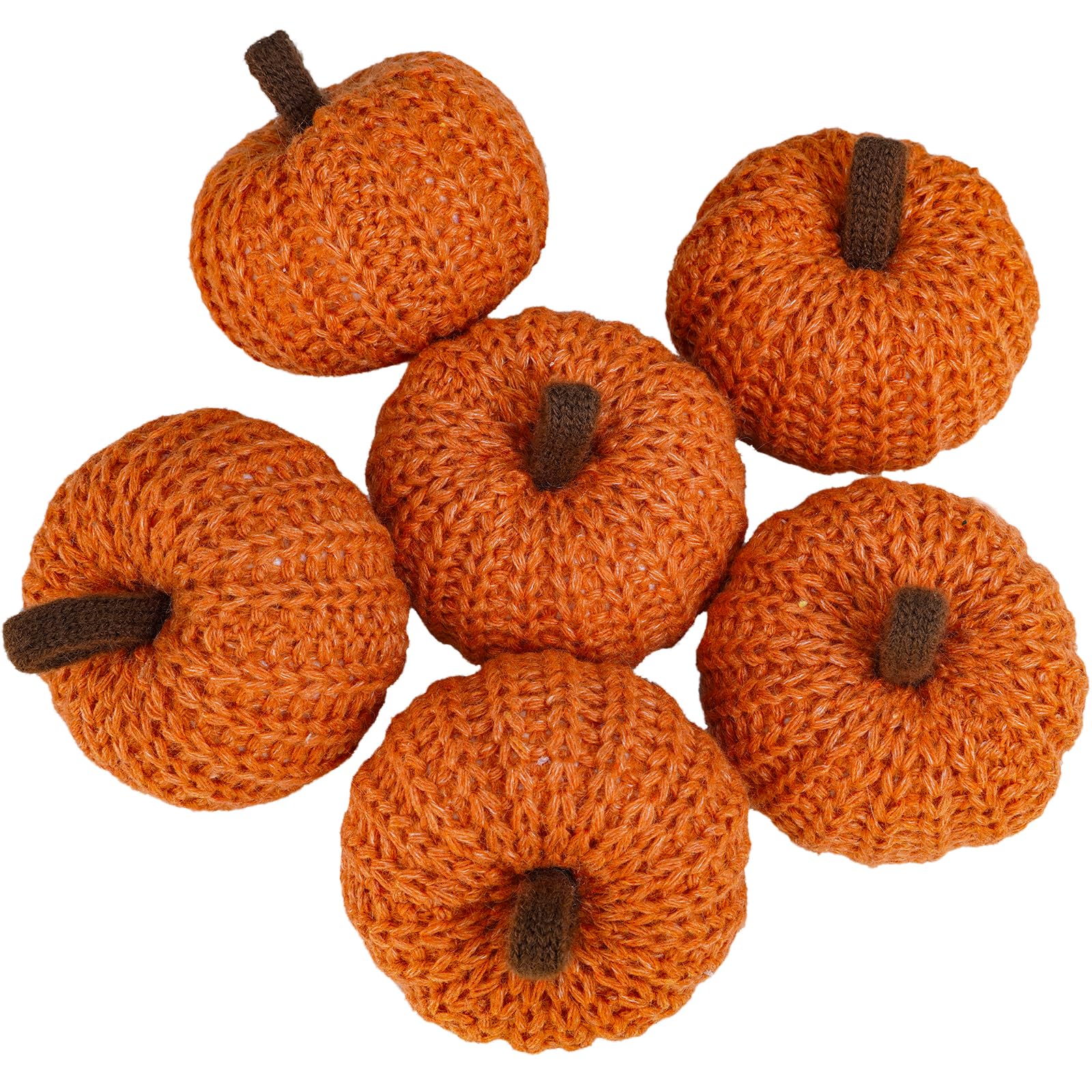 Farmhouse Rustic Knit Set of 6 Pumpkins